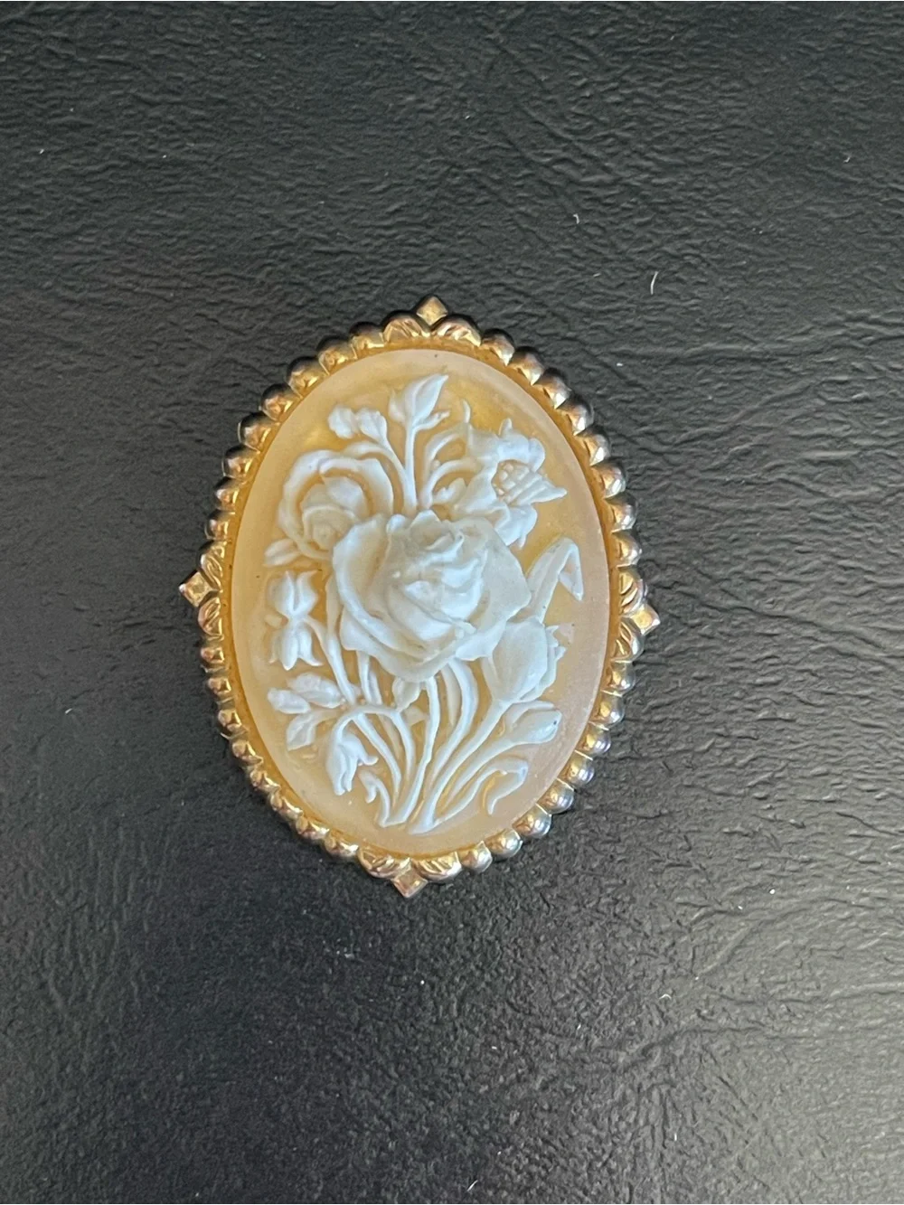 Vintage Floral Cameo scarf clip brooch.